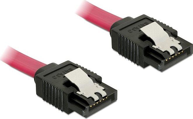 Produktbild Delock SATA3 Kabel: 1.0m, Metall Clip, rot (100 cm, SATA III)
