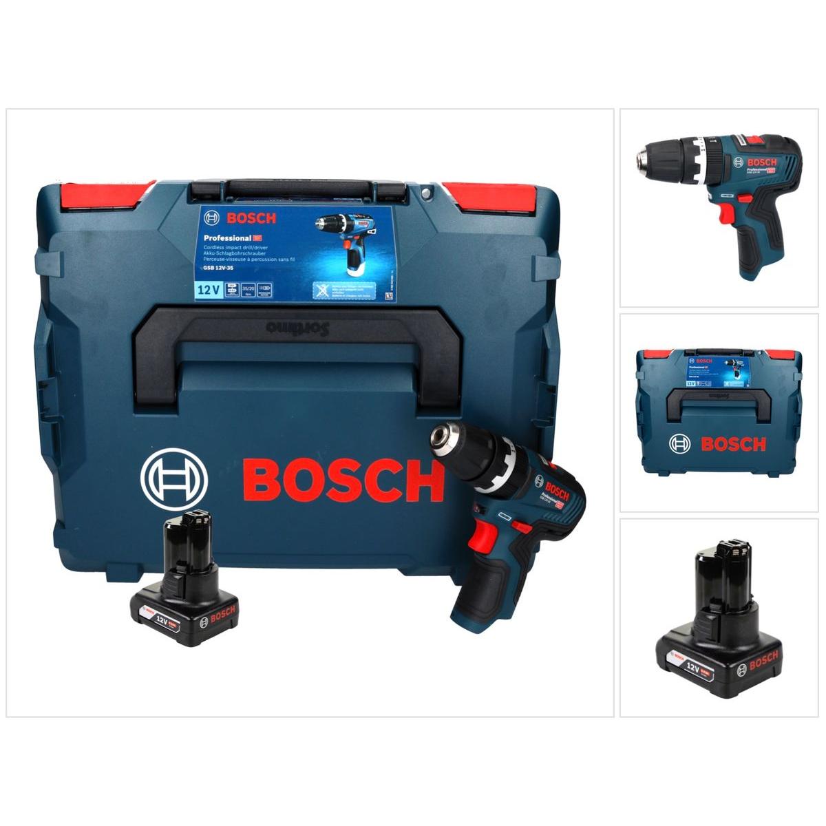 Bosch Professional, Trapano + Avvitatore a batteria, Bosch GSB 12V-35 Trapano a percussione professionale a batteria 12 V 35 Nm Brushless + 1x batteri