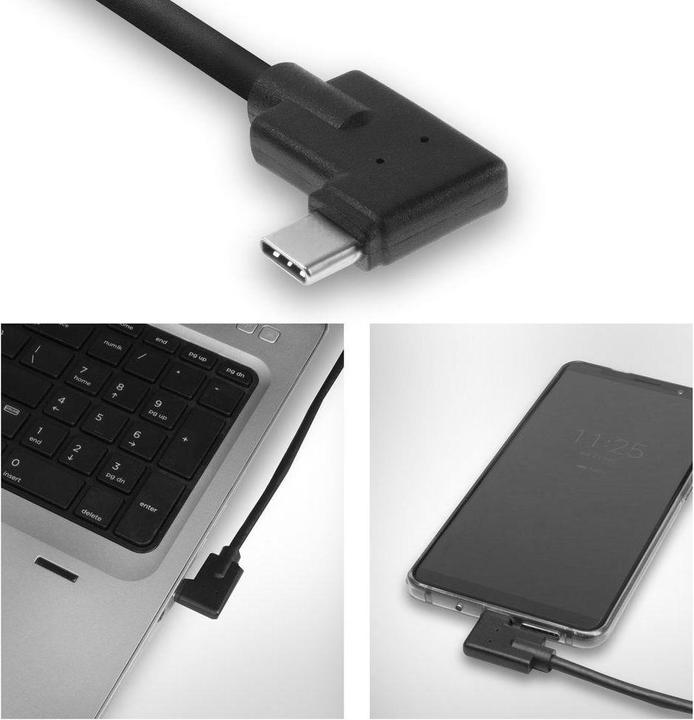 Produktbild ACT USB 3.2 Gen1 connection cable C male (straight) - C male (angled) 1 meter (1 m, USB 3.2 Gen 1, 60 W)