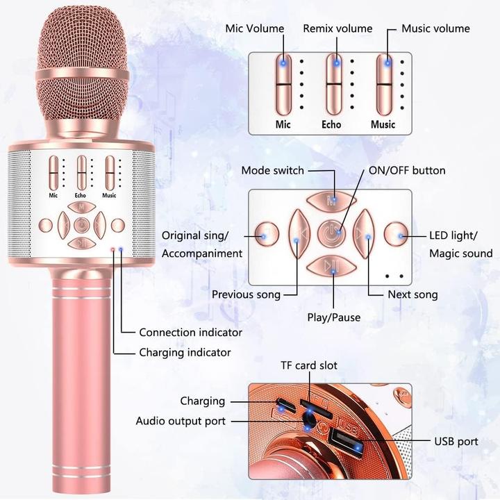 Produktbild Ankuka LED-Karaoke-Mikrofon mit Stimmenverzerrer