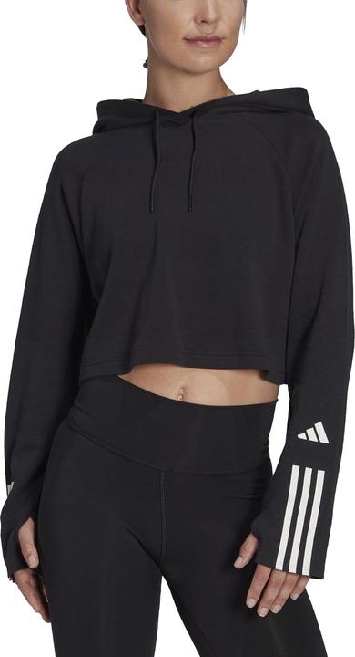 Actual product image adidas Womens/Ladies Train Essentials Stripe Cotton Cropped Hoodie