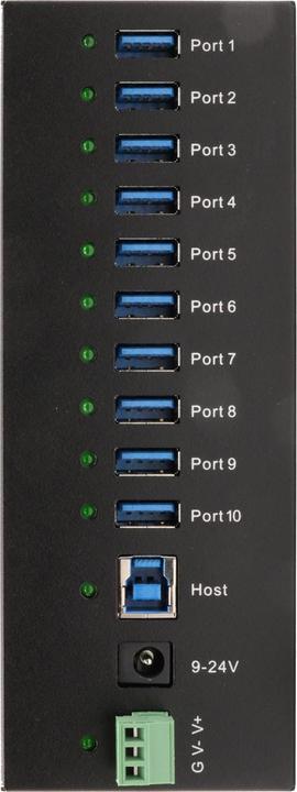 Image du produit Exsys 10 Port USB 3.0 HUB Boîtier métallique, incl. alimentation 12V/5A, câble USB 3.0, Din-Ra (USB-B, 10 ports)