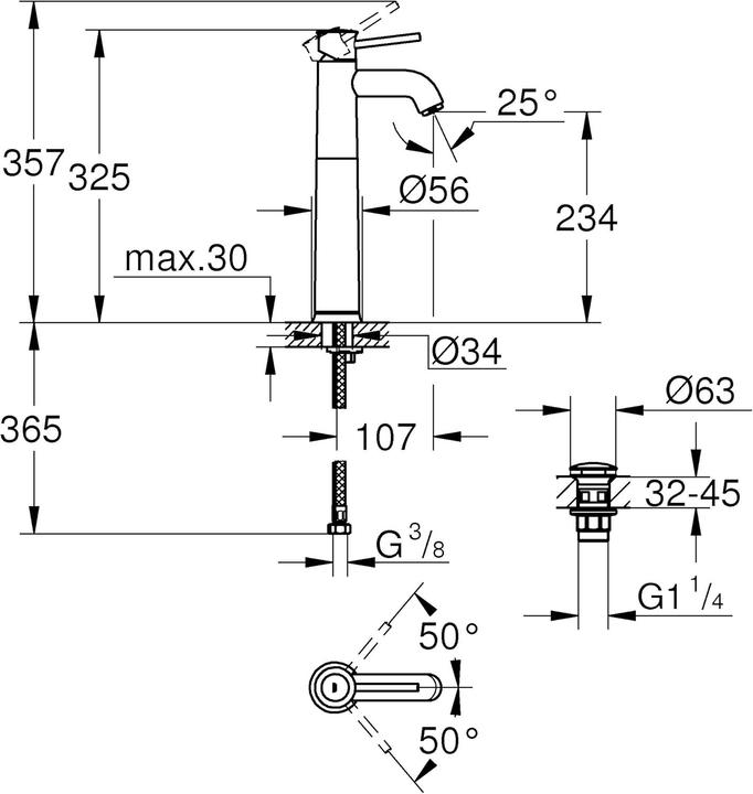 Image du produit Grohe Start Classic Mitigeur monocommandé pour lavabo, 1/2 XL-Size