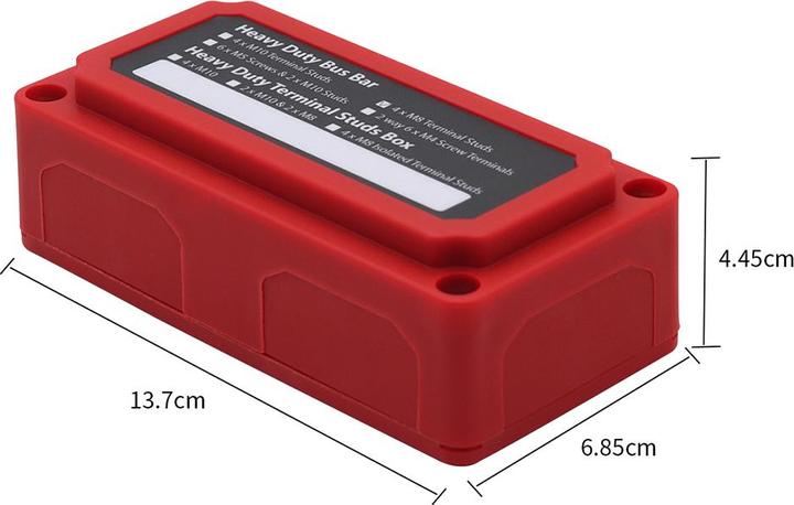 Image du produit Offgridtec BusBar Box Rouge 4 x M8 boulons de connexion, y compris le couvercle et les vis de fixation