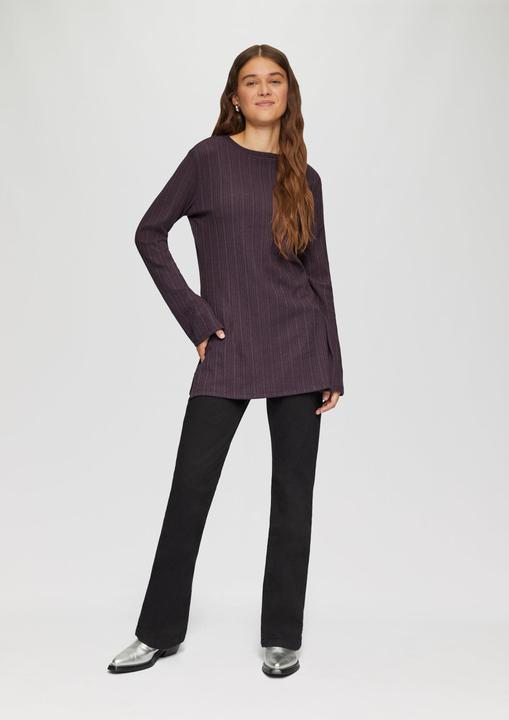 Actual product image S.Oliver T-Shirt Geripptes Longshirt mit seitlichen Schlitzen (S)