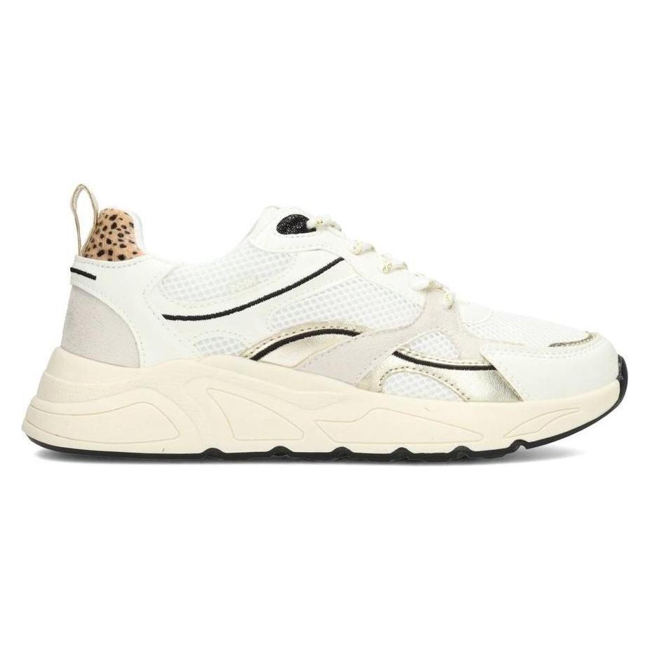 Poelman, Vrouwen, Sneakers, Posh By Kae Dames Sneakers - Wit Met Gouden Combinatie - 36, Goud, Wit, (36)