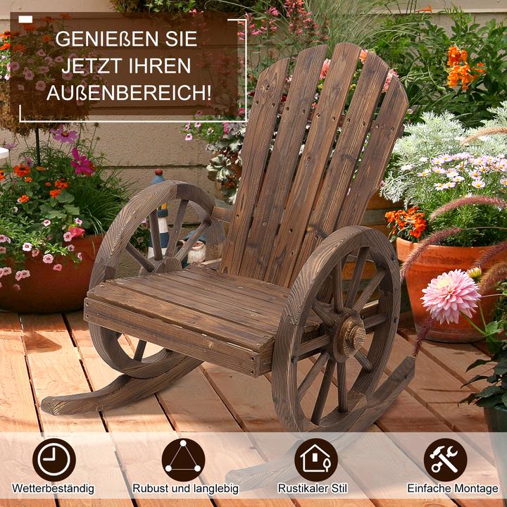 Actual product image Outsunny Wagon Wheel Design Rocking Chair