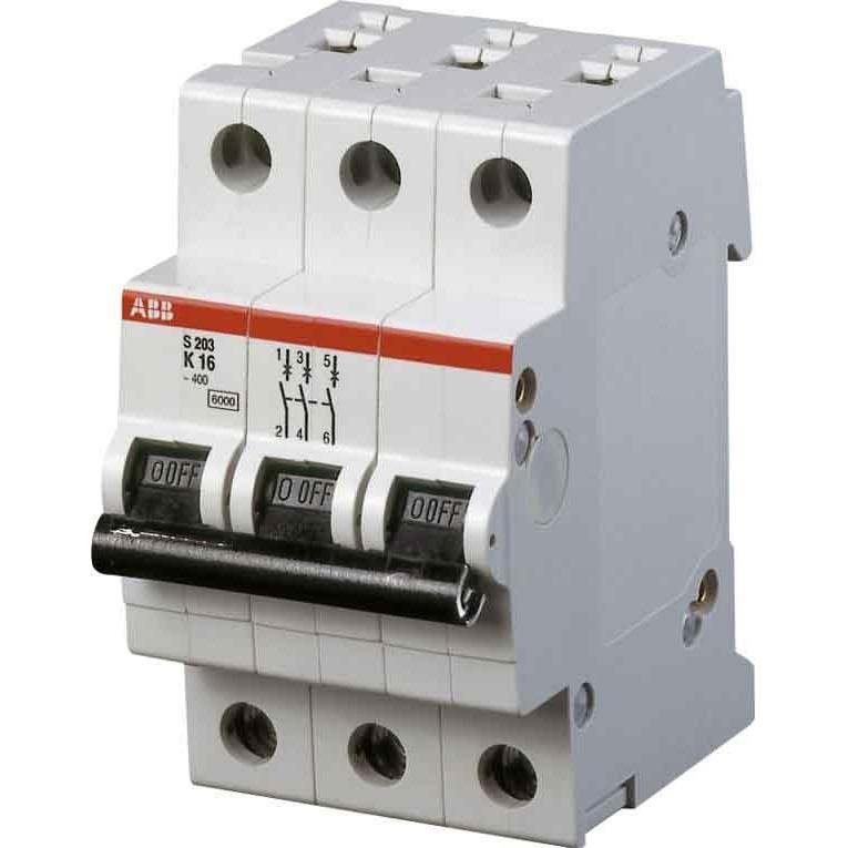ABB, Schutzschalter, S203-K0,5 Sicherungsautomat 0,5A System compact 3-polig