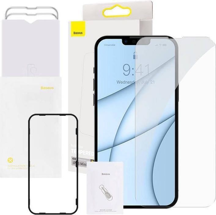 Immagine prodotto Baseus 0.3mm Full-glass Tempered Glass Film per iP 5.4inch 2021 (2pcs/pack+Pasting Artifact) Trans... (2 Pezzo/i, Apple iPhone 13 mini)