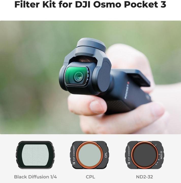 Produktbild K&F Concept 3PCS Filter Kits.CPL+Black Mist 1/4+ND2-32, HD, Anti-Reflection Green Coating, Waterproof and Scratc