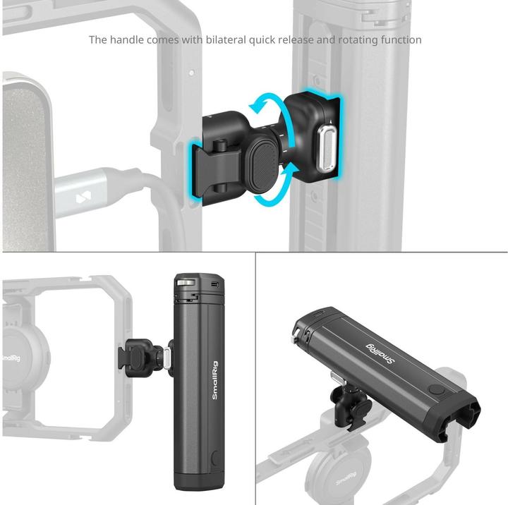 Actual product image SmallRig 4841 Rotatable Bilateral Quick Release Side Handle with Wireless Control and M.2 SSD Enclosure (Cage)