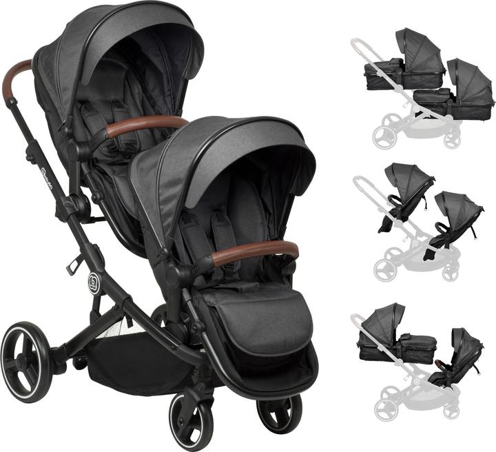 BabyGo Geschwisterwagen Twinner Grey