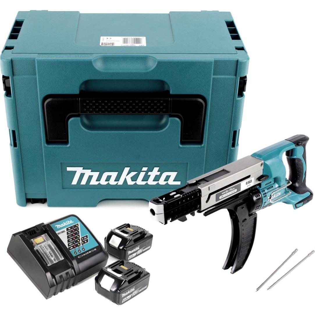 Thumbnail - Makita, Bohrmaschine + Akkuschrauber, DFR 750 RGJ Akku Magazinschrauber 18V 45-75mm + 2x Akku 6,0Ah + Ladegerät + Makpac...