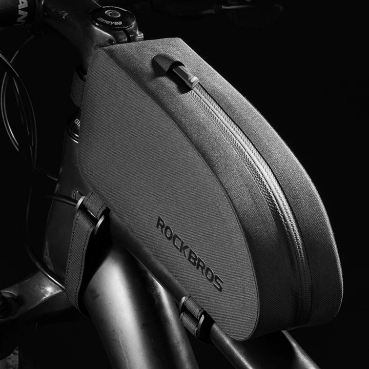 Actual product image Rockbros AS-019-1 waterproof bicycle bag for frame - black (1.60 l, Frame bag)