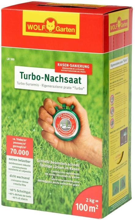 Wolf-Garten Lawn Fertiliser Turbo Reseeding LR 100 | 2kg | for 100m² (Lawn reseed)