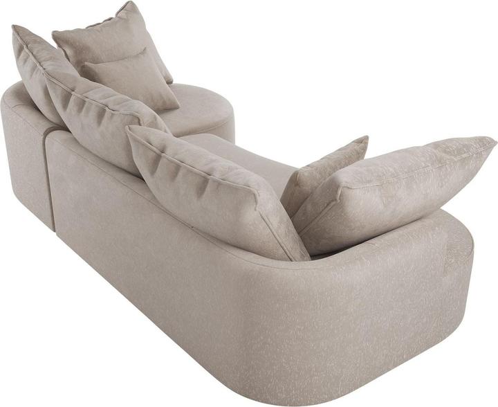 Produktbild Juskys Sofa Tirano mit Ottomane rechts - Samt Beige (2-Sitzer)