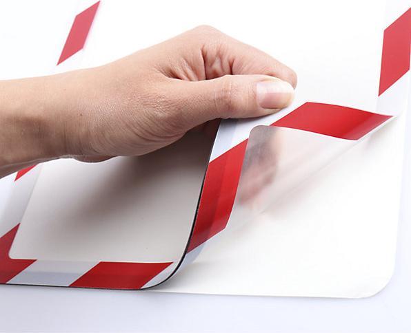 Produktbild Tarifold BIELLA Rahmen-Sichttafel Safety A4 rot/weiss selbstklebend (A4)