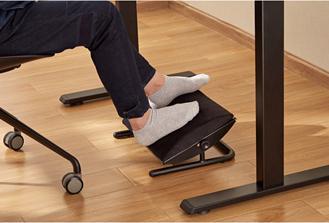 Produktbild Powerone Ergonomische Fussstütze, abnehmbares weiches Kissen, schwarz, Stahl, Tragkraft 25 kg