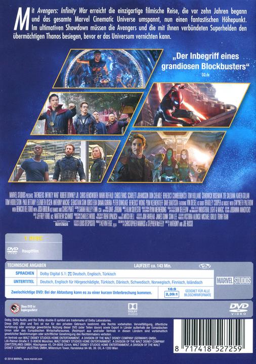 Actual product image Disney Interactive Studios Avengers: Infinity War (DVD, 2018, German)