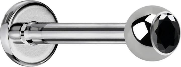 Actual product image Star Piercing Labret silver with ball crystal black (without brass, Titanium G23)