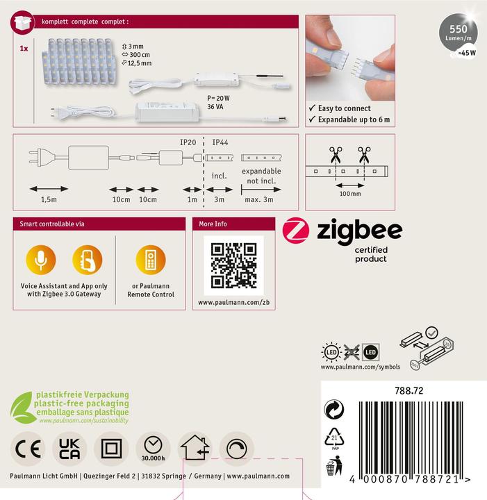 Immagine prodotto Paulmann MaxLED (Bianco caldo, Bianco freddo, Bianco neutro, 300 cm, Interno)