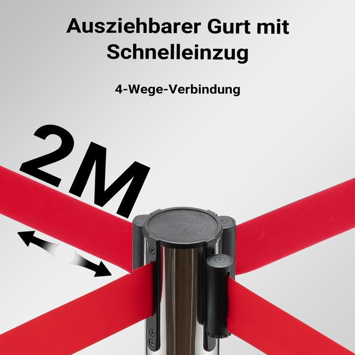 Actual product image Wiltec Mobile barrier posts 32x7x90cm silver-coloured steel personnel guidance system