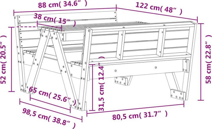 Image du produit VidaXL Table de pique-nique pour enfants Douglas