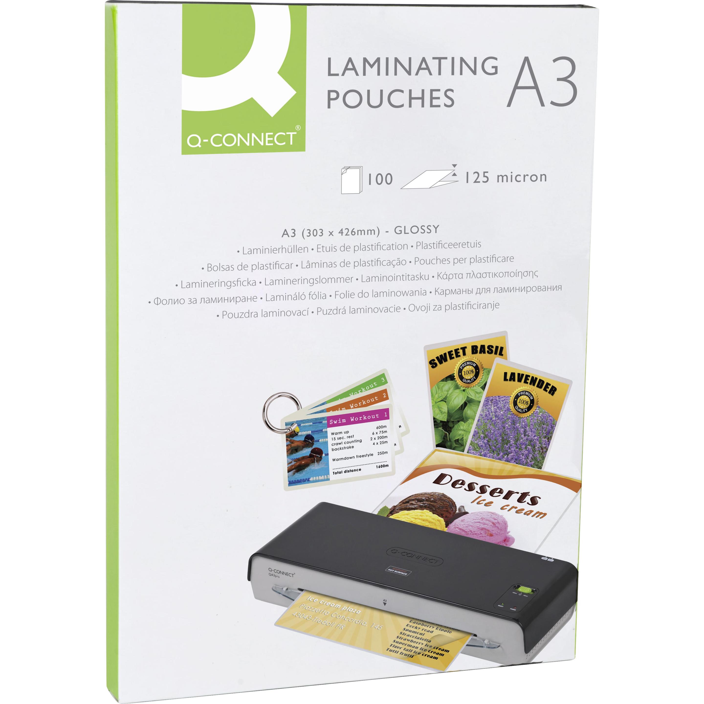 Q-Connect, Pouches di plastificazione, Pellicole di laminazione lucide (A3, 100 pz., 125 µm)