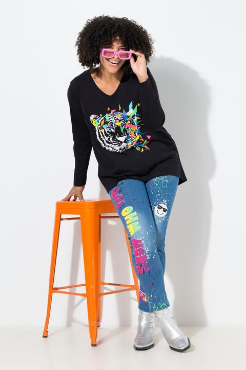 Image du produit Angel of Style Jean Skinny, coupe Slim Fit, aspect usé et imprimés fluo (50)