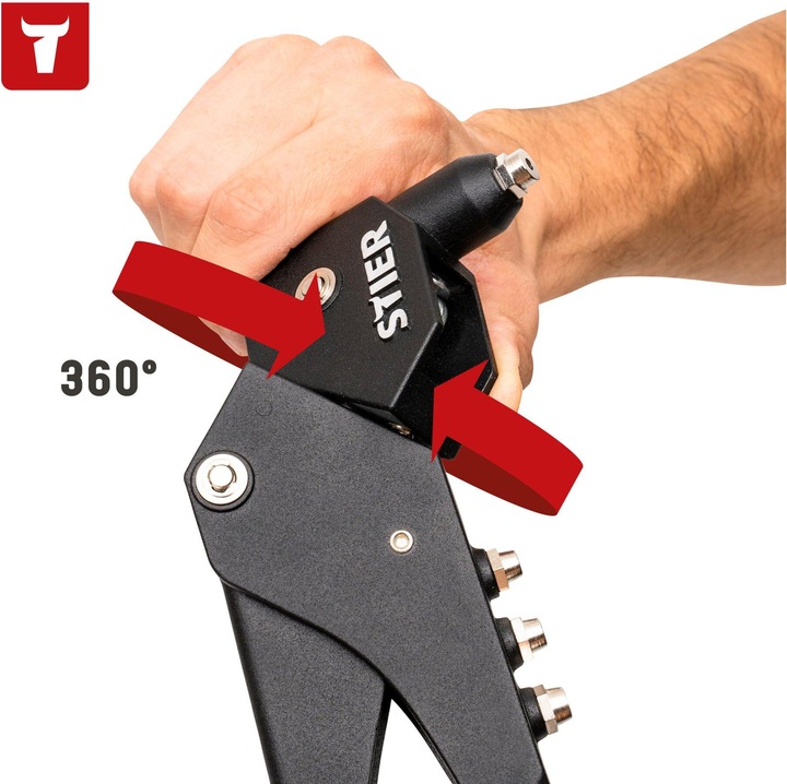 Actual product image Stier Premium blind rivet set with 360° manual riveting pliers and 501-piece blind rivets