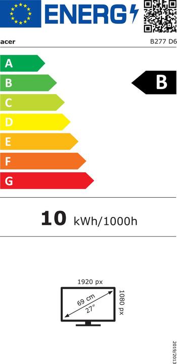 Label énergétique Acer Vero B277D6bmiprczx (1920 x 1080 pixels, 27")