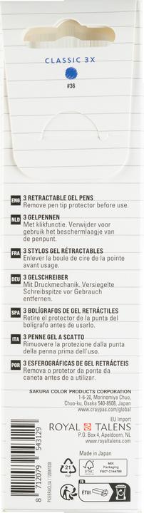 Produktbild Sakura Gelly Roll Retractable Classic Gelschreiber transparent 0,4 mm, Schreibfarbe: blau, 3 St. (3x)