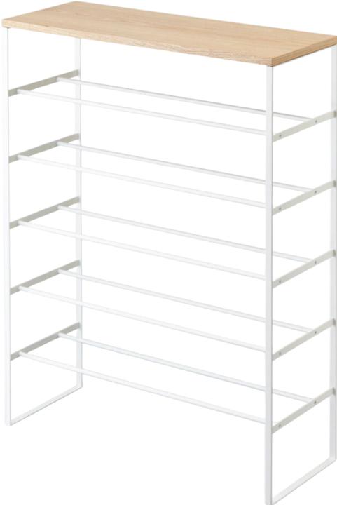 Produktbild Yamazaki 6-stöckiges Schuhregal mit Holzablage TOWER (66 x 25 x 87 cm)