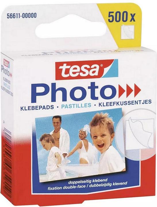 Produktbild tesa 3x Foto Klebepads, selbstklebend zur Fotobuch Erstellung, 1500 doppelseitige Klebestreifen