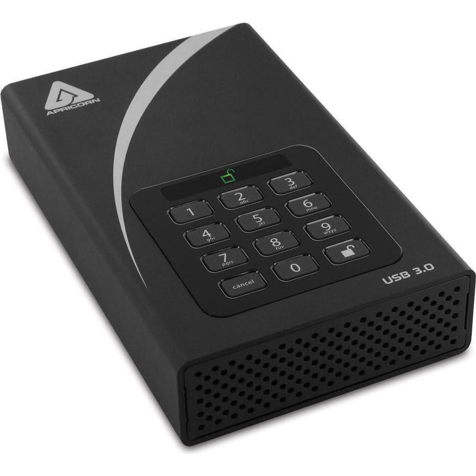 Apricorn Aegis Padlock DT - Festplatte - 2 TB - extern (Stationär) (2 TB), Externe Festplatte, Schwarz