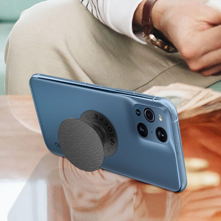 Actual product image PopSockets Pebbled Vegan Leather Black (2nd Gen, interchangeable)