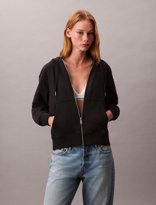 Image du produit Calvin Klein Sweat à capuche avec fermeture éclair logo archive en molleton français (M)