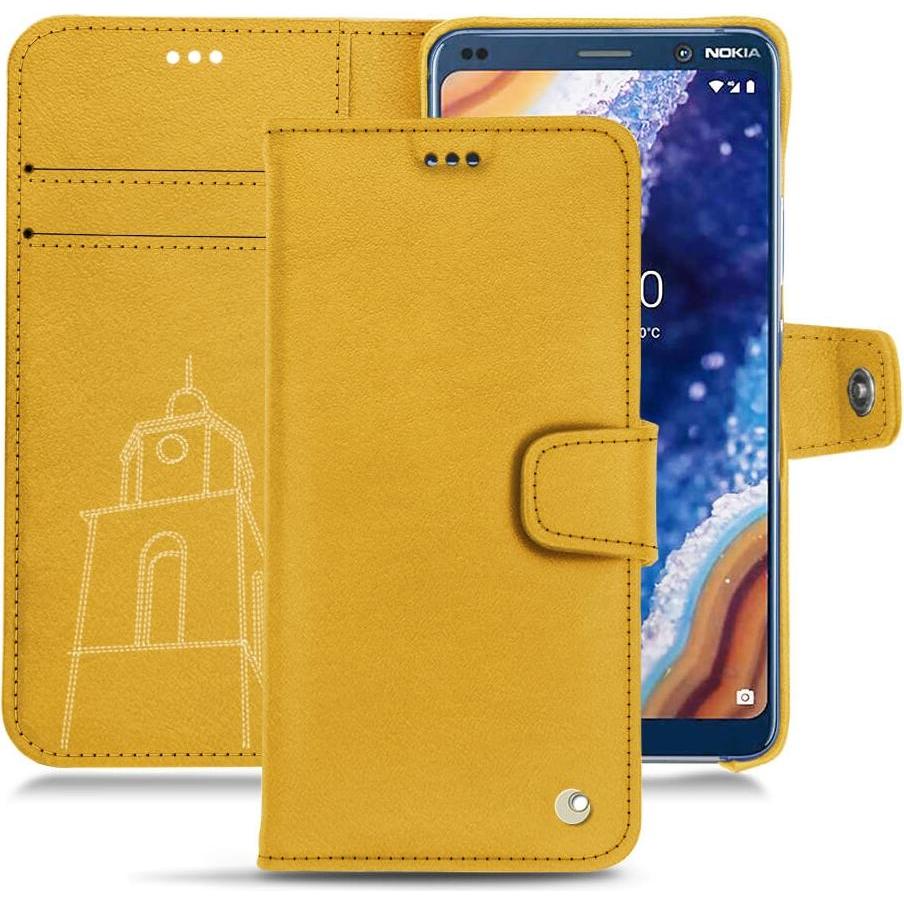 Noreve Lederschutzhülle Wallet (Nokia 9 PureView), Smartphone Hülle, Orange
