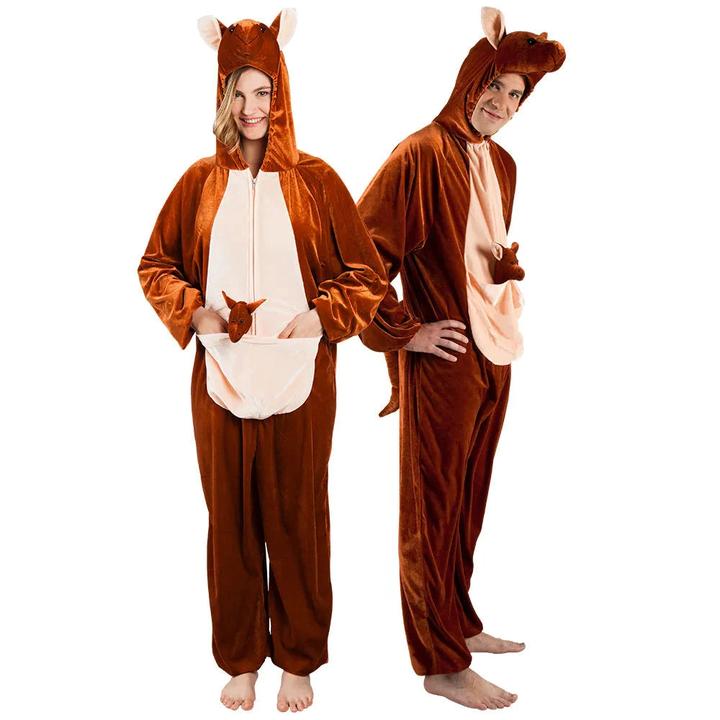 Image du produit Boland Costume de kangourou pour enfants : combinaison en peluche avec capuche (140)