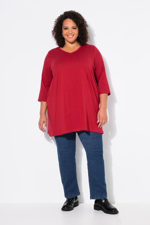 Produktbild Ulla Popken Longshirt, Ziernähte, A-Linie, V-Ausschnitt, 3/4-Arm (46, 48)