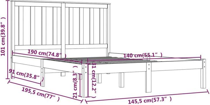 Image du produit vidaXL Bettrahmen (140 x 190 cm)