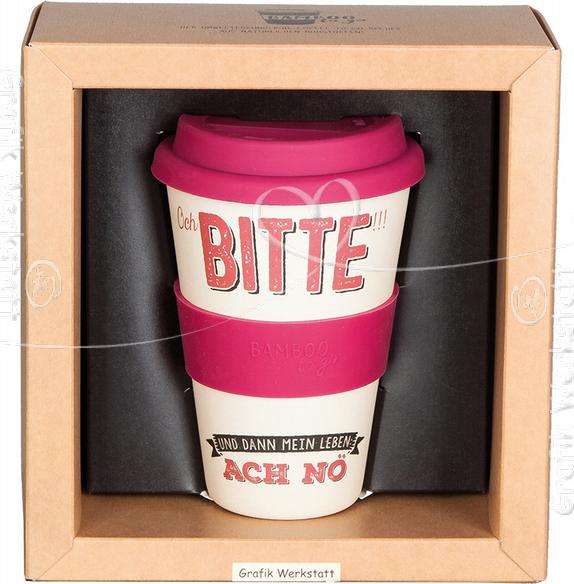Produktbild Bamboo to go Trinkbecher Och Bitte - und dann mein Leben - Ach nö (400 ml)
