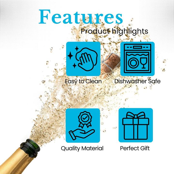 Produktbild Intirilife Champagner Sekt Glas 200 ml (20 cl, 4 Gläser, Sektgläser)