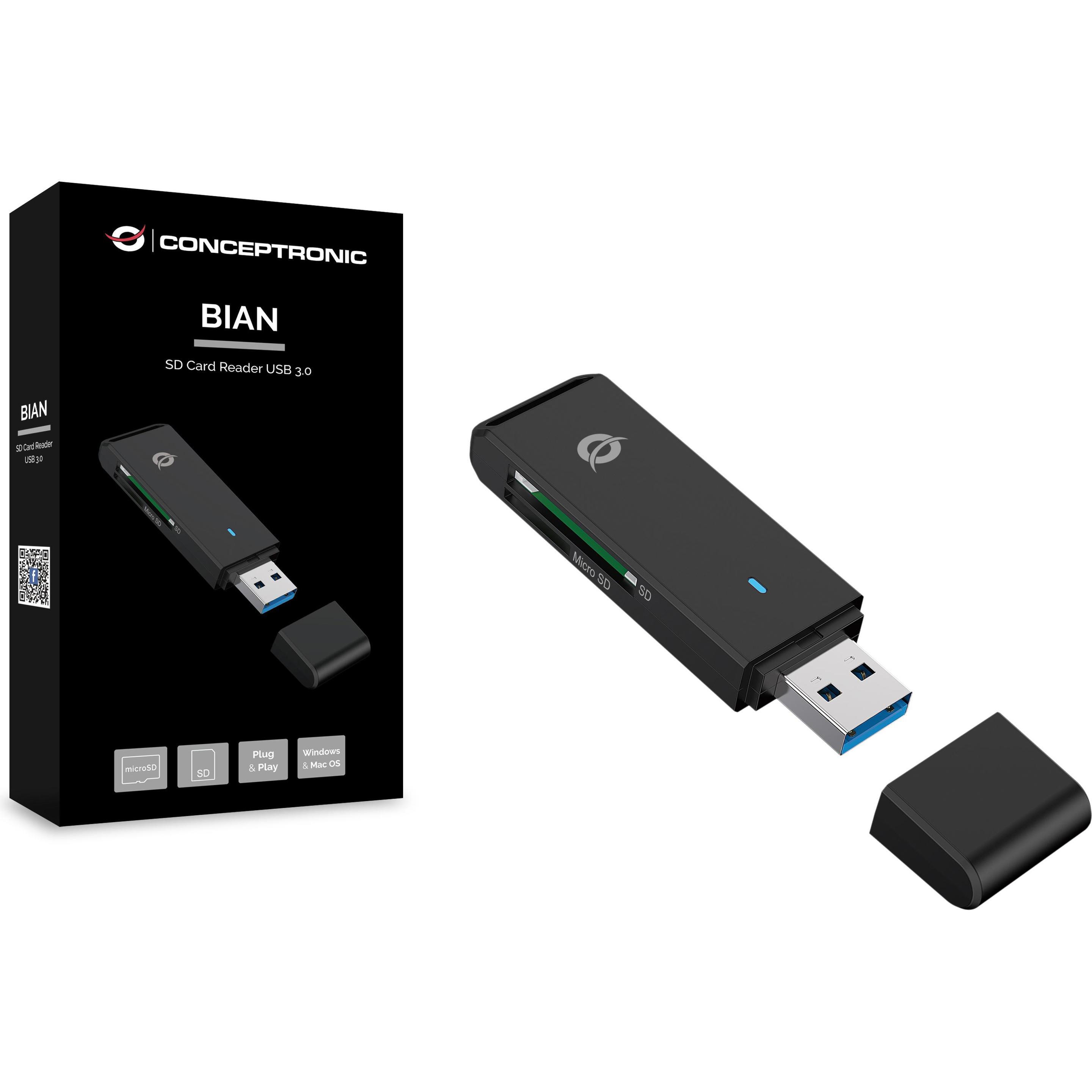 Conceptronic Bian Sd (USB), Speicherkartenlesegerät, Schwarz