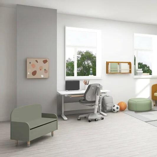 Actual product image Flexa Bench with storage space Dots Natural Green (Child armchair)