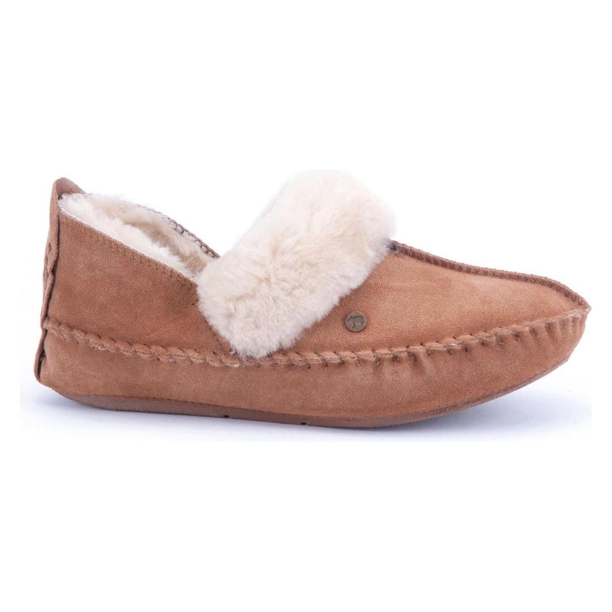 Warmbat, Vrouwen, Pantoffels, Barrine Dames Slippers Van Suède - Cognac - Maat 38, Bruin, (38)