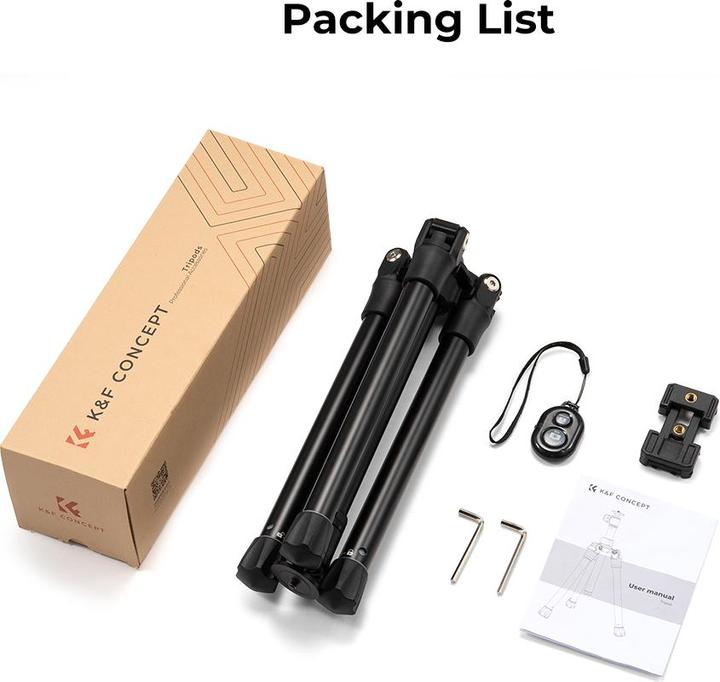 Image du produit K&F Concept E224A3+BH-18 (Argent) Stick à selfie / support pour téléphone portable