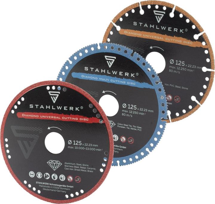 Produktbild Stahlwerk Diamant Trennscheiben 3er Set Universal Sägeblatt 125 x 22,23 mm