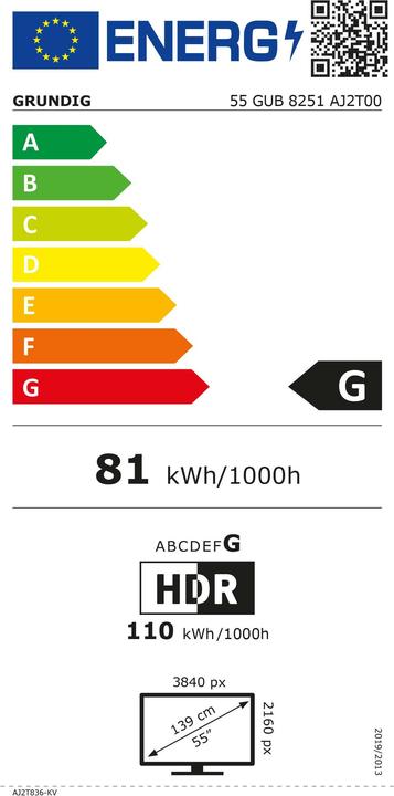 Energie-Label Grundig 55 GUB 8251 (55", LED, 4K)