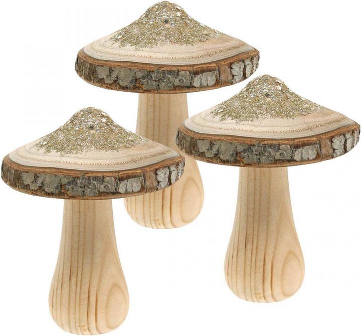 Viana Dekopilze mit Rinde und Glitzer für Herbst und Winter